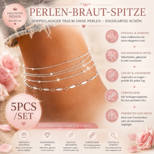 Fußkettchen 5er set - 5er, fußkette